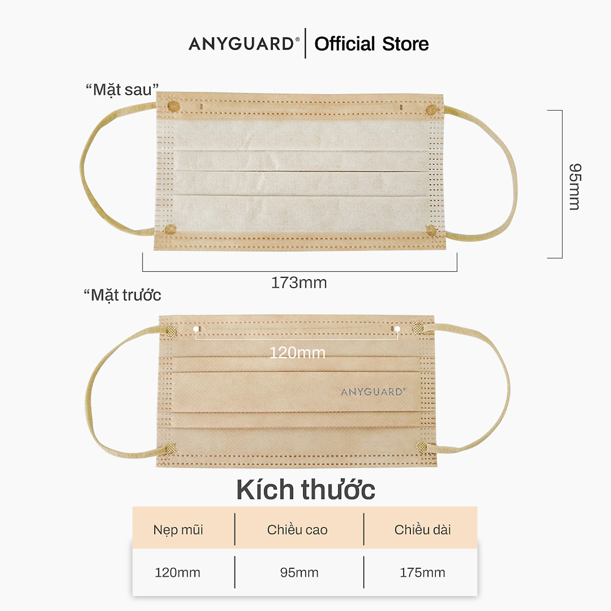 Hộp Khẩu Trang Y Tế ANYGUARD SENSE MAKE UP BASE Lọc 99% Vi Khuẩn, Màu Sắc Trendy, An Toàn Da Nhạy Cảm Dành Cho Người Lớn (Hộp 30 Chiếc/ Màu Kem, Be, Hồng, Hồng Cam Đất)