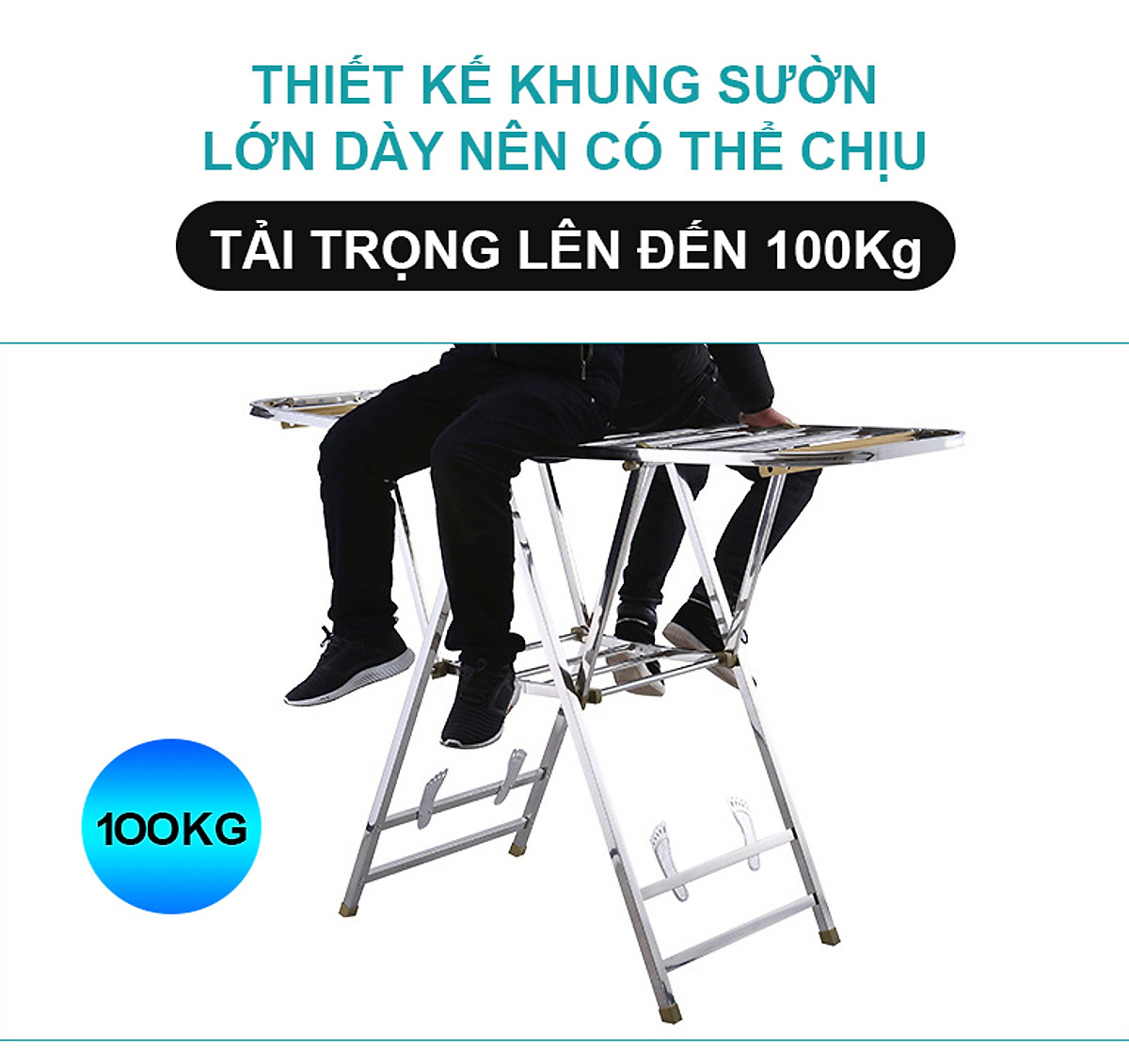Giàn phơi để sàn - Giá phơi đồ có kệ phơi giày, vớ - NKT815B