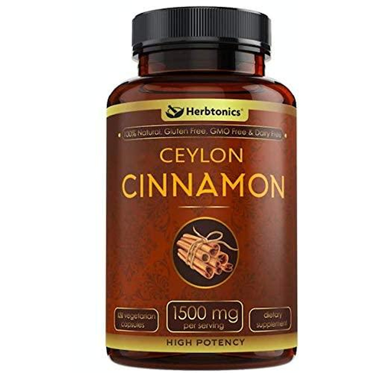 Organic Ceylon Cinnamon Capsules 1500 mg 120 Capsules, True Ceylon