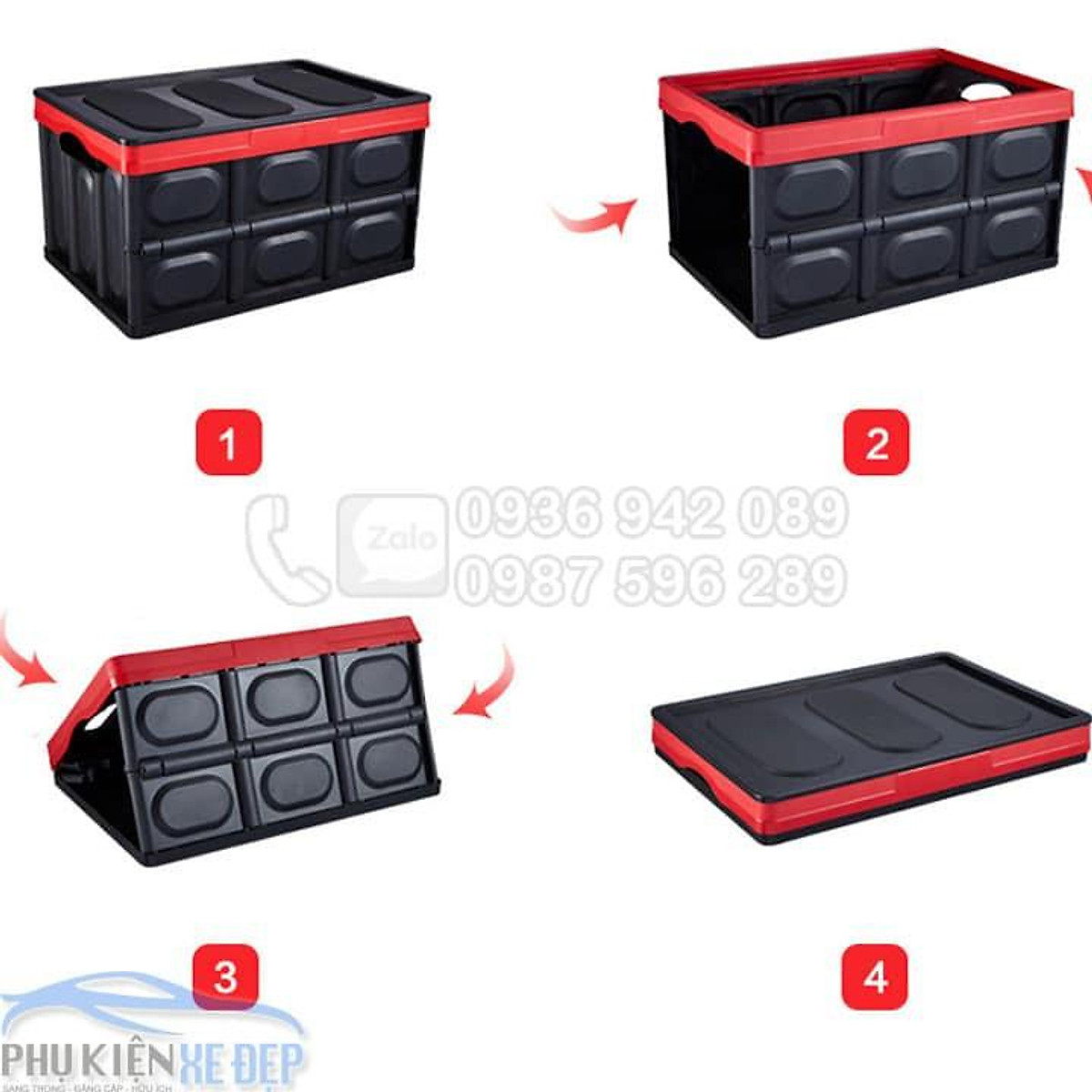 Thùng đựng đồ cốp xe ô tô xếp gọn dễ dàng với 2 dung tích 30L và 55L tiết kiệm tối đa không gian