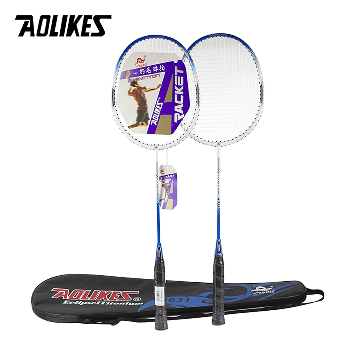 Combo bộ 2 vợt cầu lông AOLIKES YE-6631 và hộp 5 quả cầu cao cấp