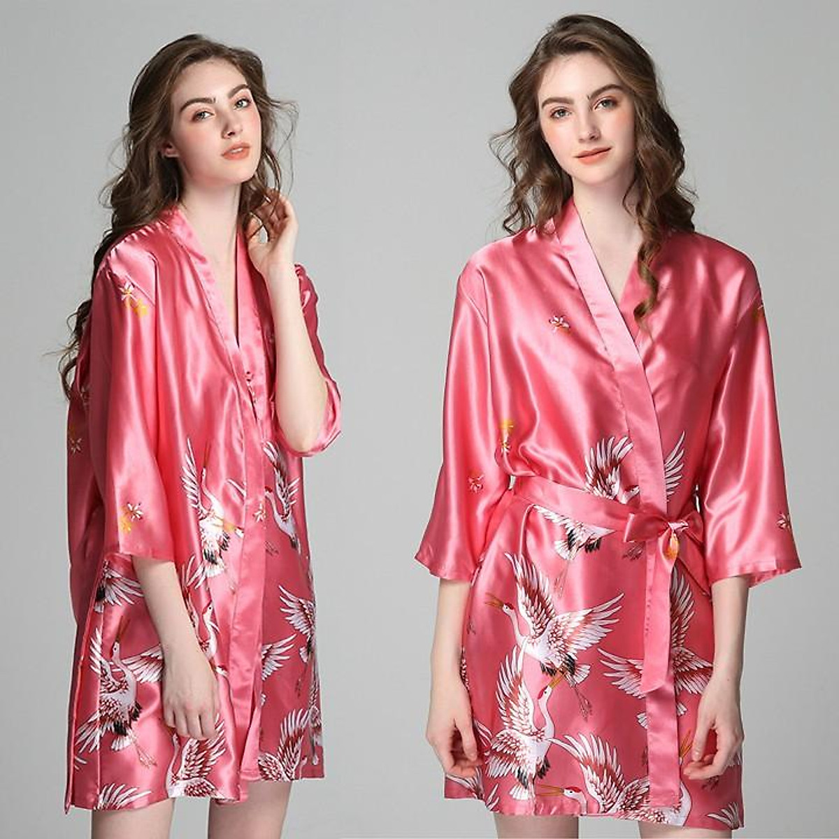 Set Váy ngủ hai dây kèm áo choàng ngủ kiểu kimono in hình hạt sang ...