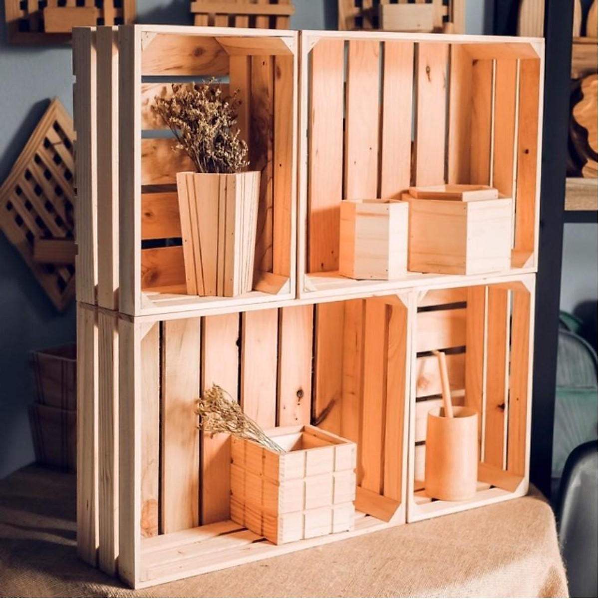 Hộp PALLET gỗ để đồ đa năng - Hộp gỗ thông trang trí - Trang trí ...