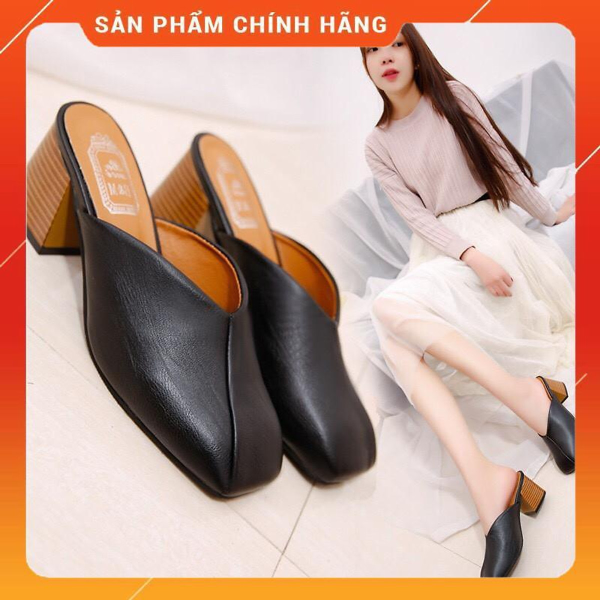 Sục da nữ - mũi vuông, đế cao 5p,