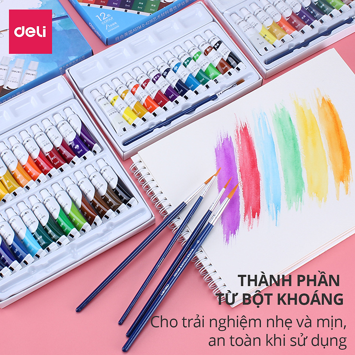 Màu Nước Dạng Tuýp 5Ml Deli - 12 Màu/18 Màu/24 Màu - 73859 / 73860 / 73861