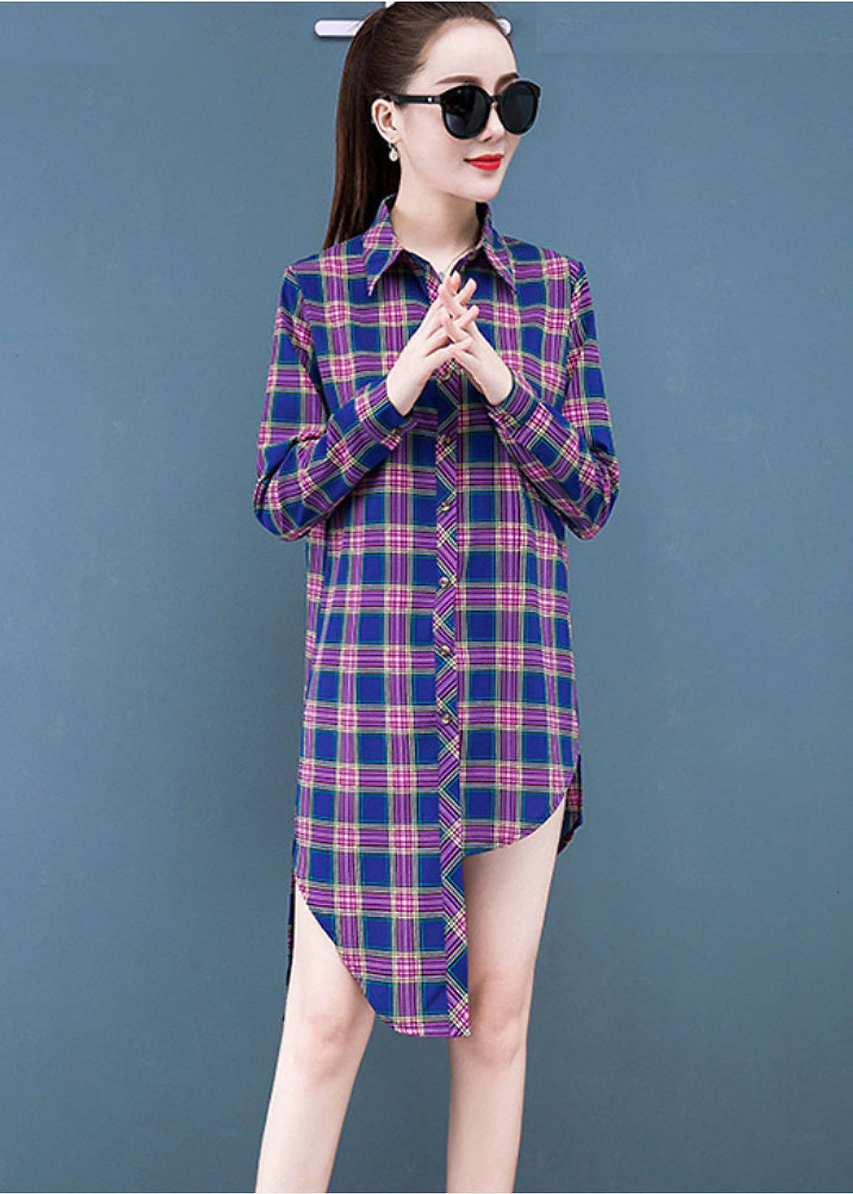 Đầm Sơ Mi Lệch Tà Thắt Dây Eo Cá Tính DN067 MayHomes