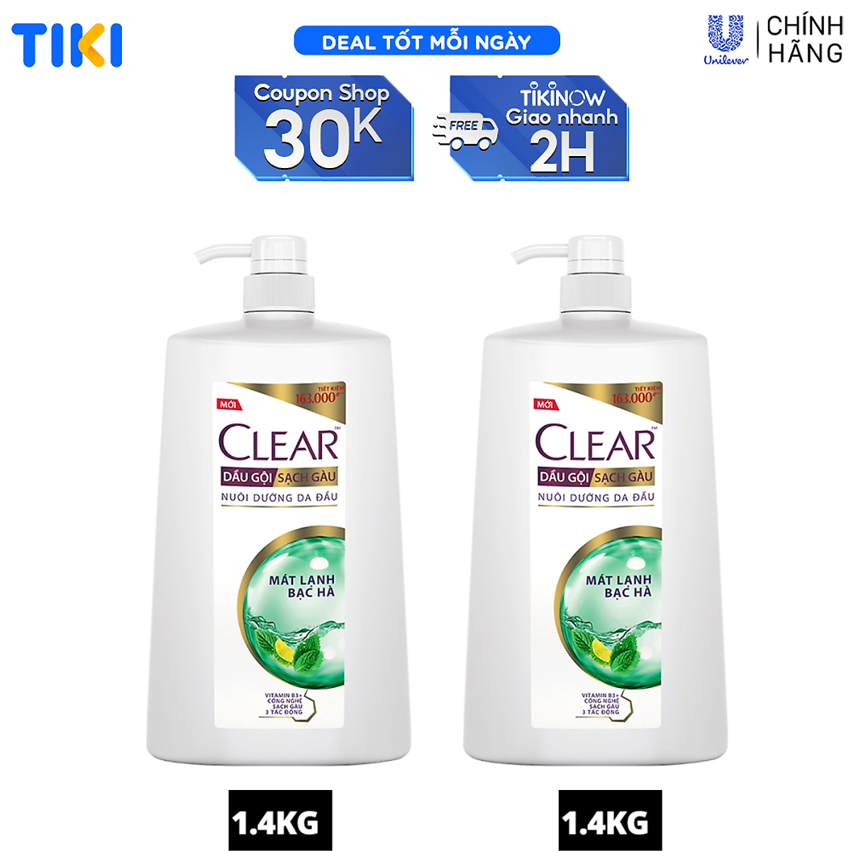 Combo 2 Dầu Gội Clear Sạch Gàu Dầu Gội Sạch Gàu Mát Lạnh Bạc Hà 10X Sức Mạnh Đánh Bay Gàu, Ngứa, Vi Khuẩn 1.4kg
