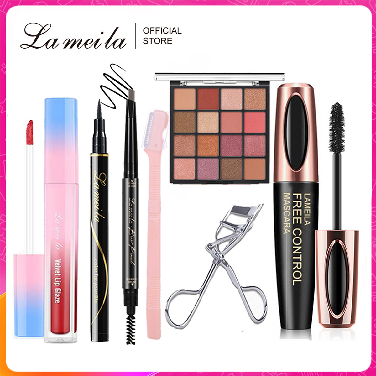 Bộ Trang Điểm 7 Món LAMEILA Bút chì mày + Kẻ Mắt + Mascara + Curler Bộ Trang Điểm 7 Món LAMEILA Bút chì mày + Kẻ Mắt + Mascara + Curler