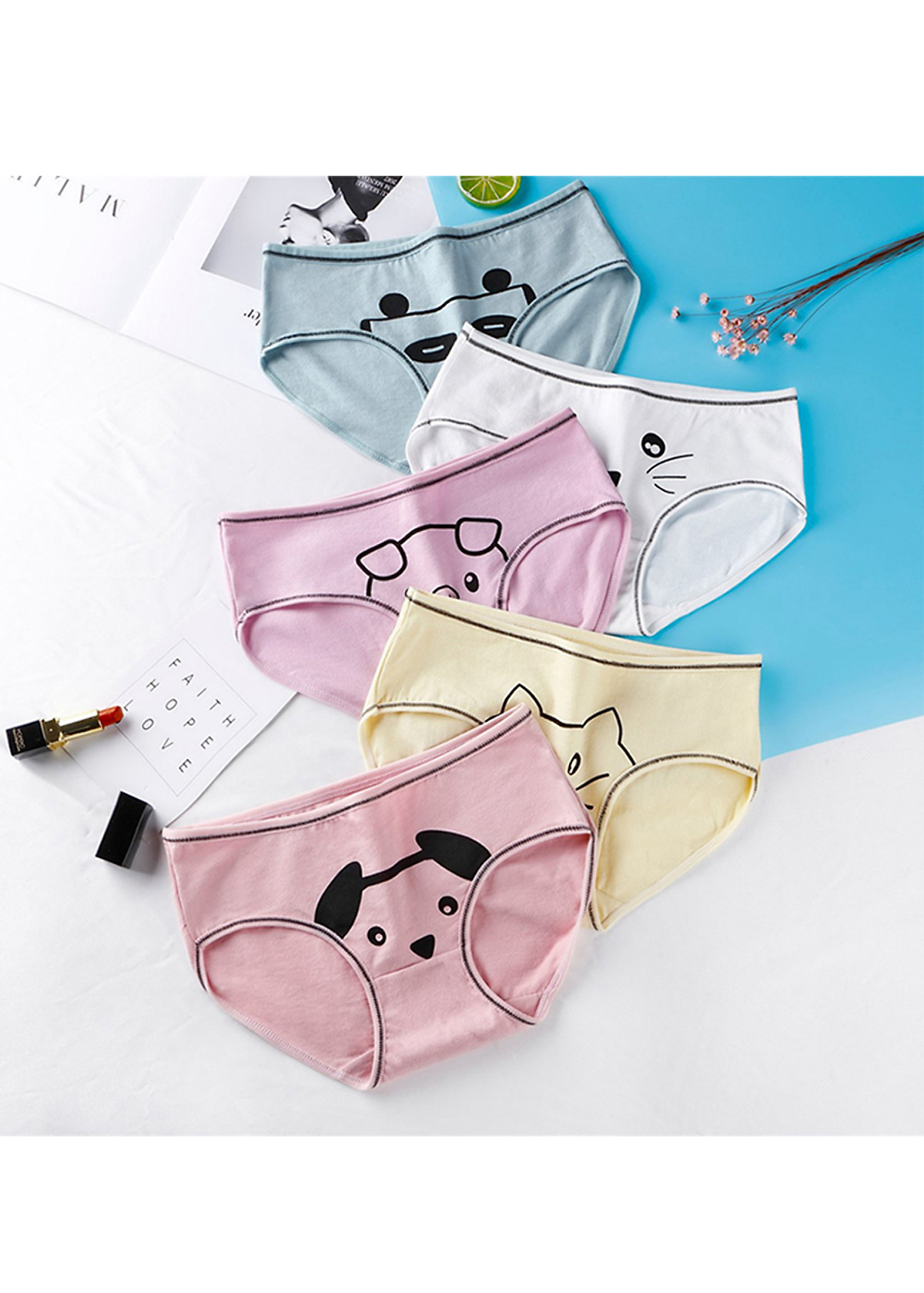 Combo 2 Quần lót nữ, quần lót cotton in hình dễ thương - ZQC01 (Màu giao ngẫu nhiên)