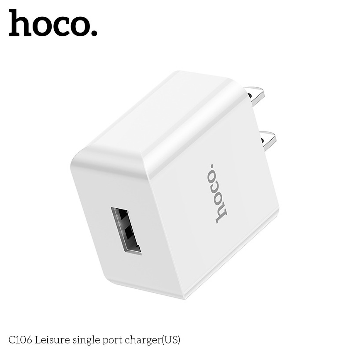 Củ Sạc cho Iphone và Android 1 cổng USB Hoco. C106 sạc nhanh 2.1A-10.5W dòng điện ổn định, an toàn bảo vệ máy - Hàng Chính Hãng