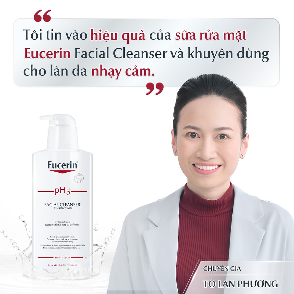 Sữa rửa mặt không gây kích ứng cho da nhạy cảm Eucerin pH5 Facial Cleanser 400ml