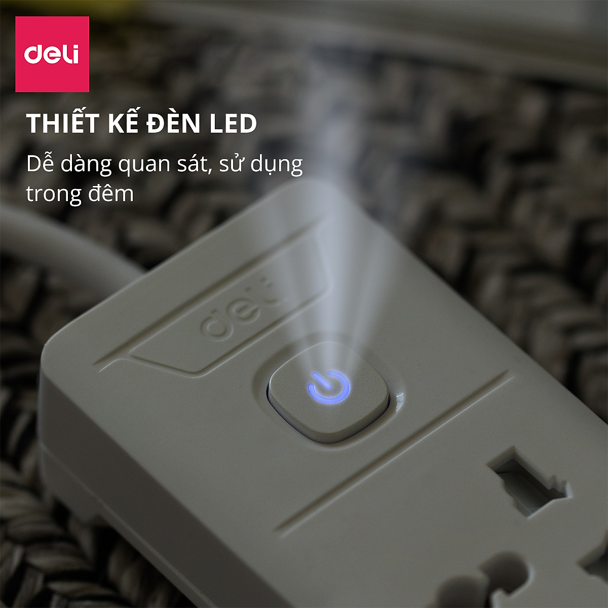 Ổ Cắm Điện Đa Năng Có Công Tắc Nguồn 3/4/6 Ổ , 3M/5M Dây Chống Giật Chống Cháy Chất Lượng Cao Deli - Hàng Chính Hãng - ET401 - 406