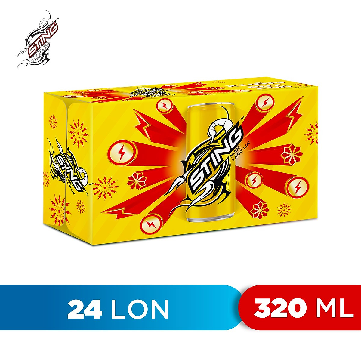 Thùng 24 Lon Nước Tăng Lực Sting Vàng (320ml/Lon)