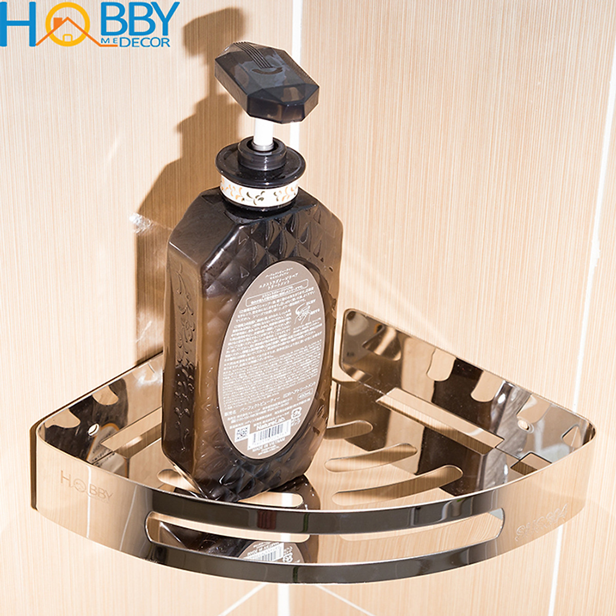 Kệ góc để đồ nhà tắm dán tường inox 304 bóng Hobby Home Decor KG1
