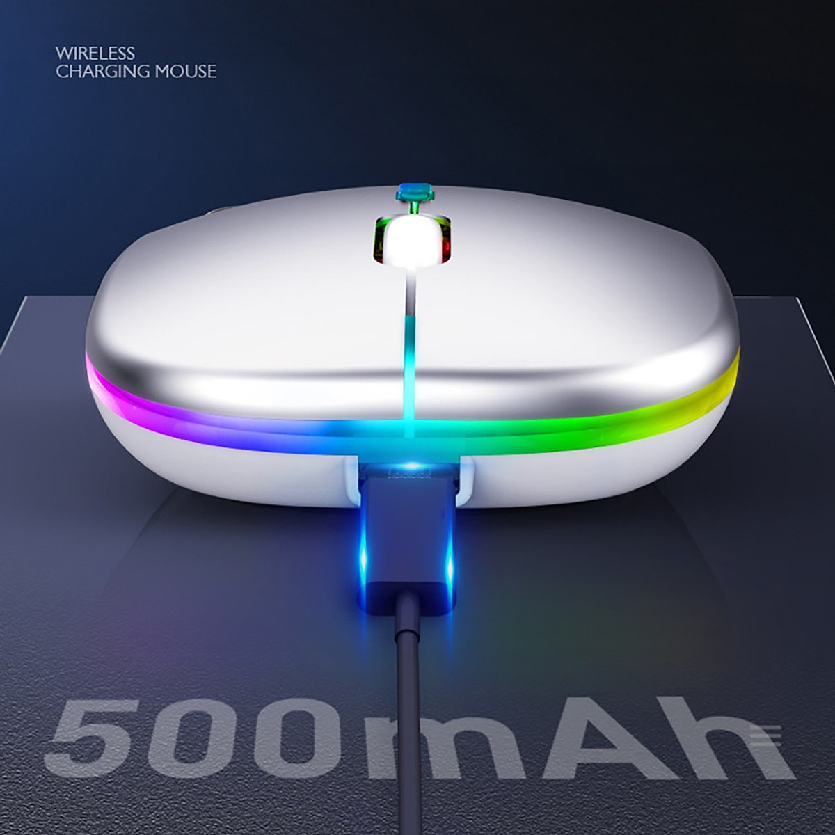 Chuột không dây A2 Pro, chuột máy tính không tạo tiếng ồn, sạc được pin, hiệu ứng đèn Led RGB- Hàng nhập khẩu