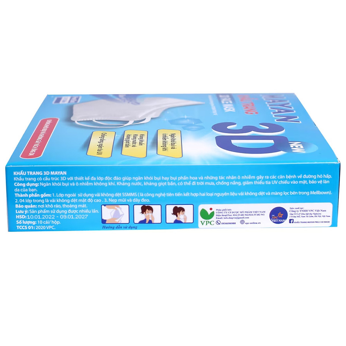 Bộ 3 Hộp Khẩu trang Mayan 3D Người lớn (Hộp 10 chiếc)