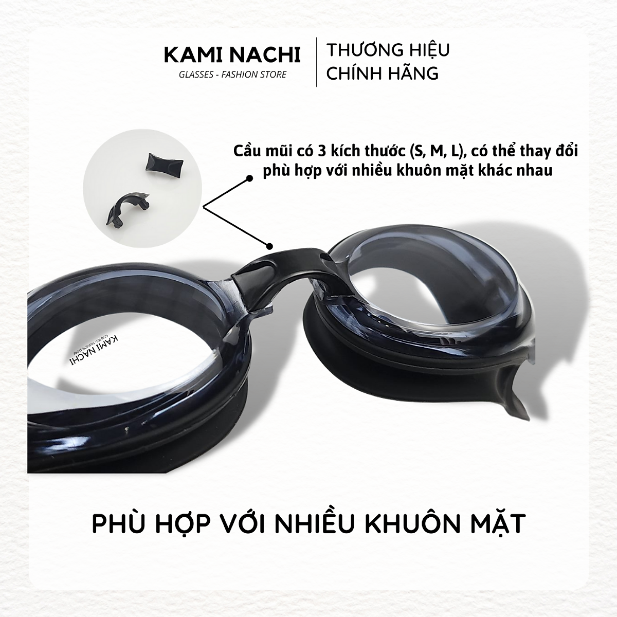 Kính bơi cận cho người lớn nam nữ có độ từ 1.5 độ đến 9.0 độ chính hãng KAMI NACHI - Mắt kính bơi cận thị chống bám hơi nước