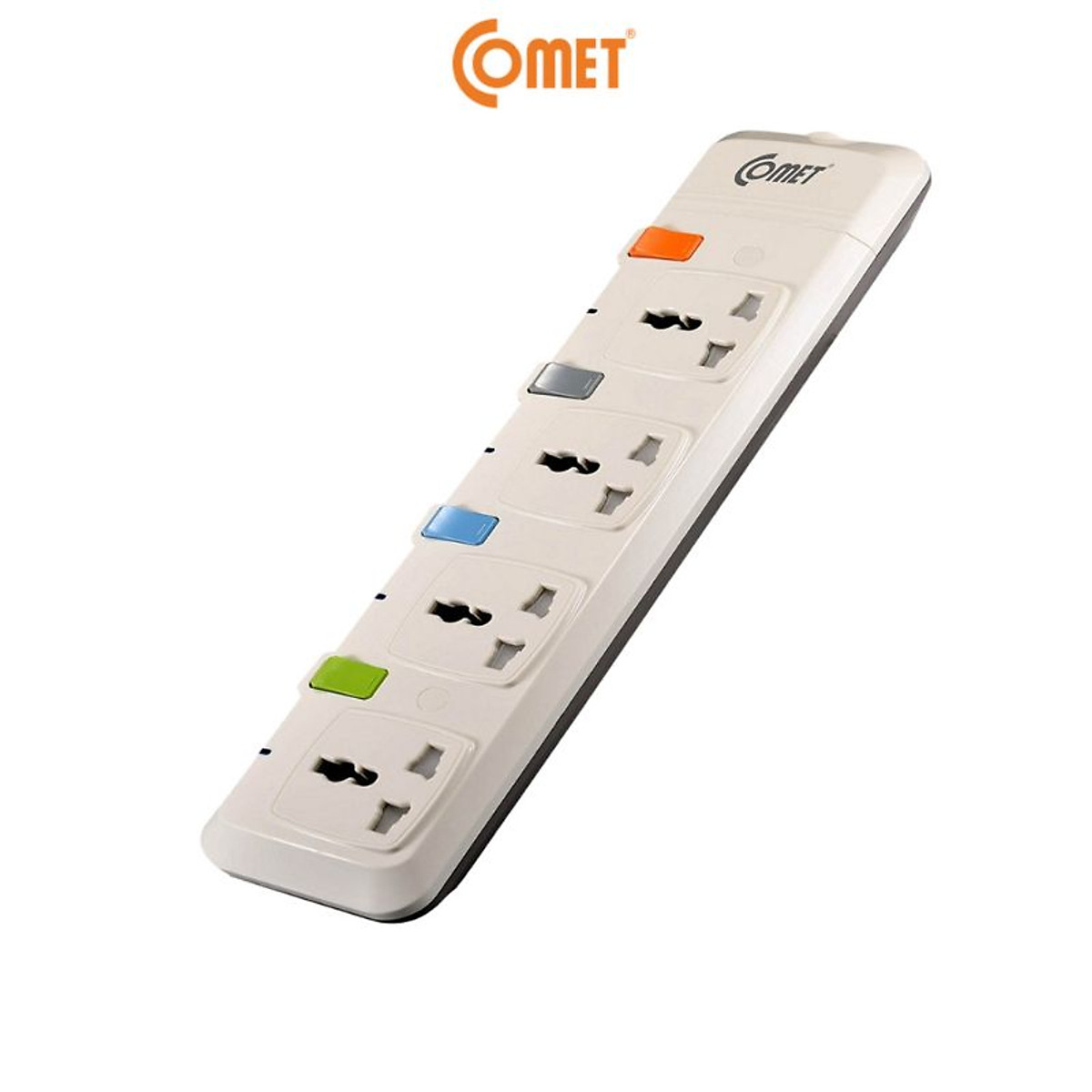 Ổ Cắm Điện Nối Dài Comet CESG2403 2500W Dây Dài 3m, 4 Lỗ 3 Chấu, 4 Công Tắc, Có Nắp Che Lỗ Cắm An Toàn