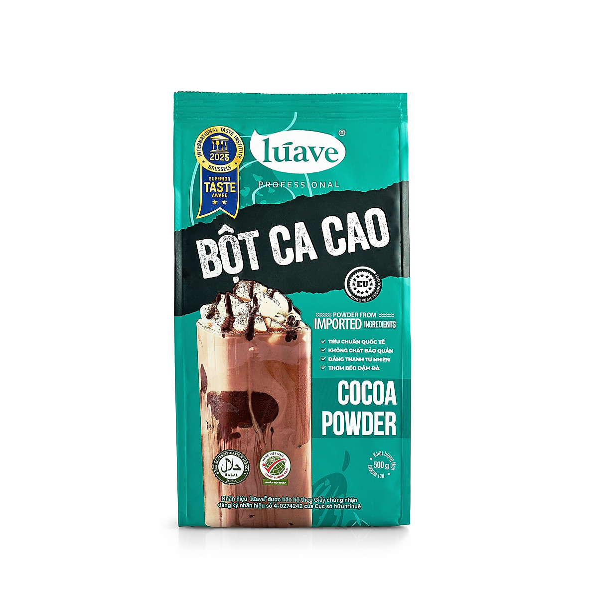 Bột Cacao LÚAVE 500g (Bột Ca cao hương vị đắng béo tự nhiên, đậm đà, có thể dùng pha chế nhiều thức uống, làm bánh, kem)