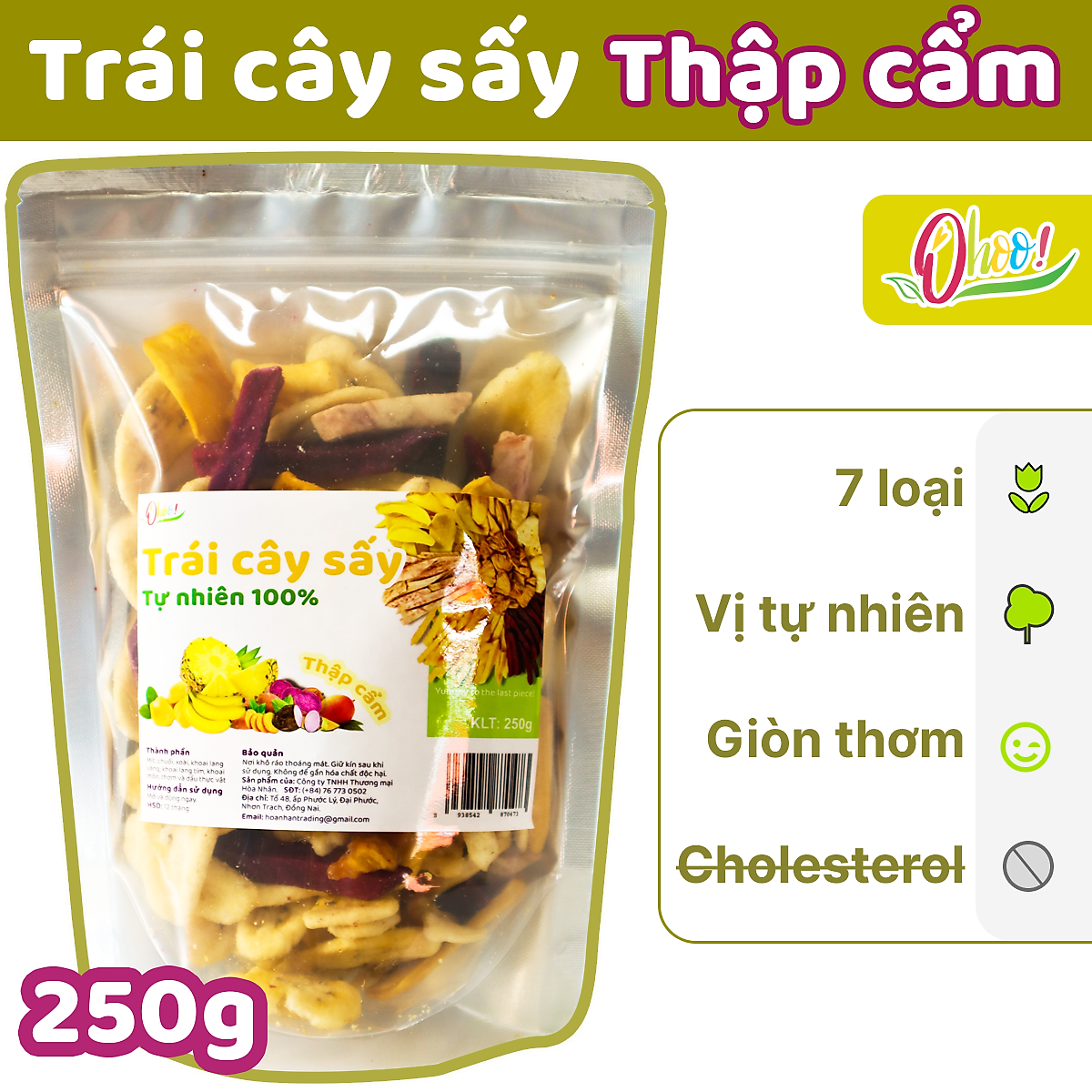 Trái Cây Thập Cẩm Sấy Giòn Ohoo Thơm Ngon Tự Nhiên, Trái Cây Sấy Ăn Vặt Healthy