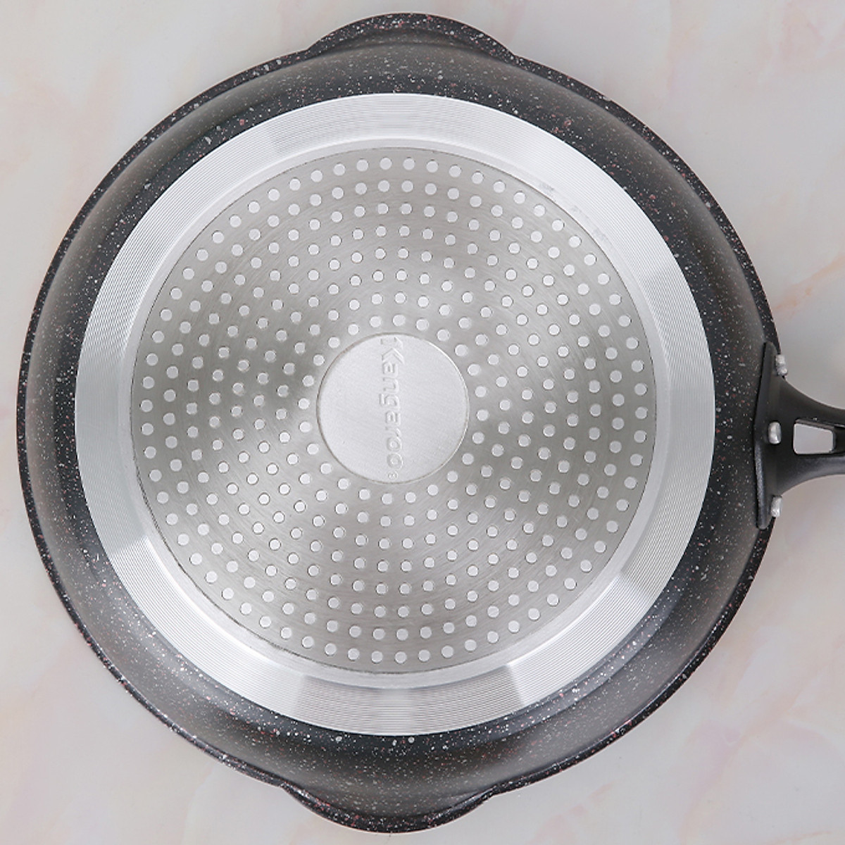 Chảo nhôm chống dính Kangaroo vân đá, đáy từ KG661