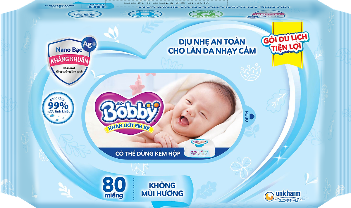 Combo Tiết Kiệm: 6 Gói Khăn Ướt Bobby Care Bổ Sung 80 Miếng/Gói