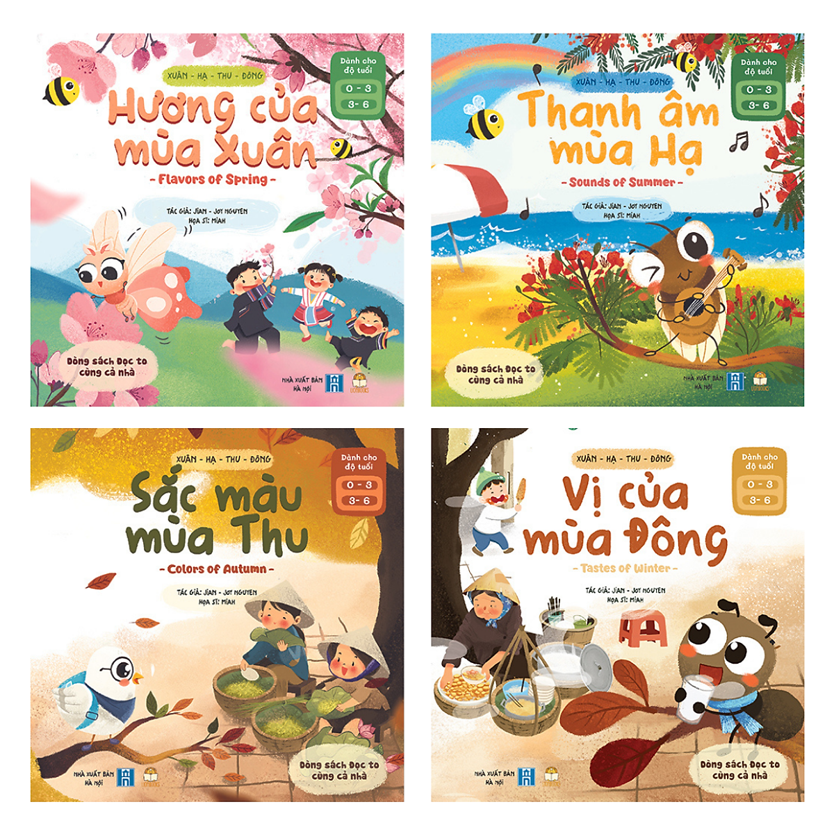 Set 4 Cuốn Xuân Hạ Thu Đông - Sách Truyện Song Ngữ Dạy Trẻ Về 4 Mùa & 4 Giác Quan (Cho Bé 0-3-6 tuổi )