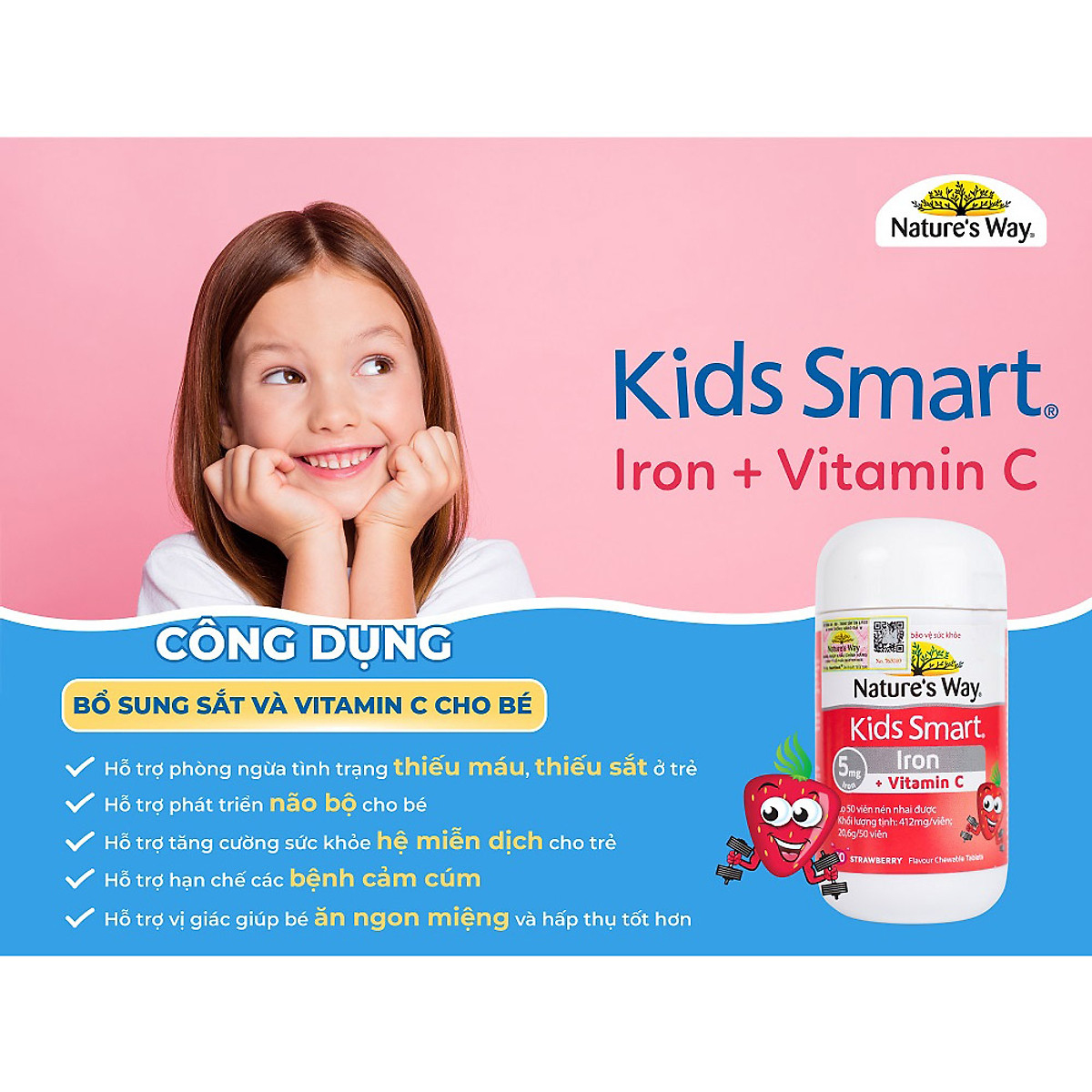 Nature's Way Kids Smart IRON C - Bổ Sung Sắt Cho Trẻ Em (50 viên /Lọ)