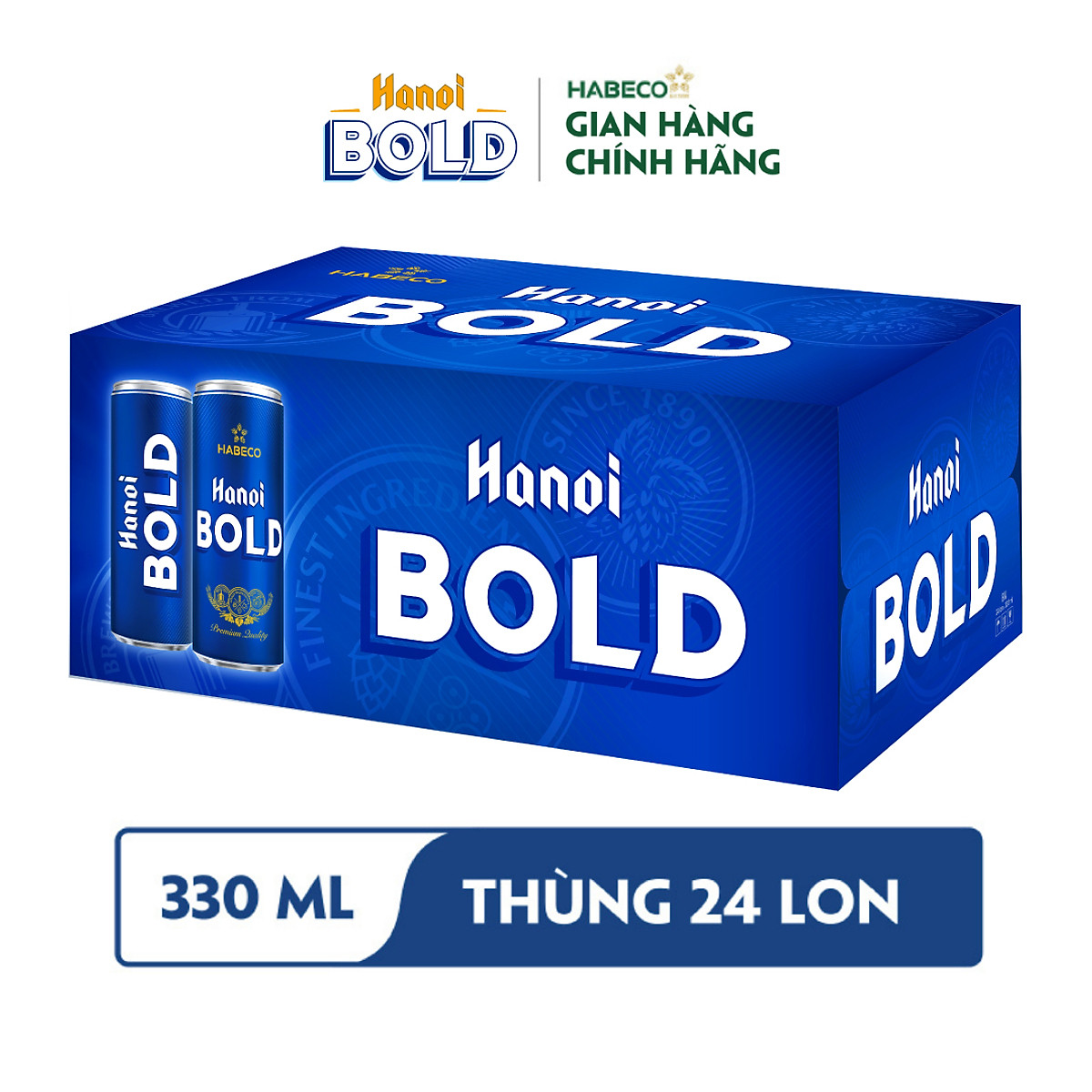 Combo 2 Thùng Bia Hanoi BOLD - Thùng 24 lon 330ml - Bia Nội Địa