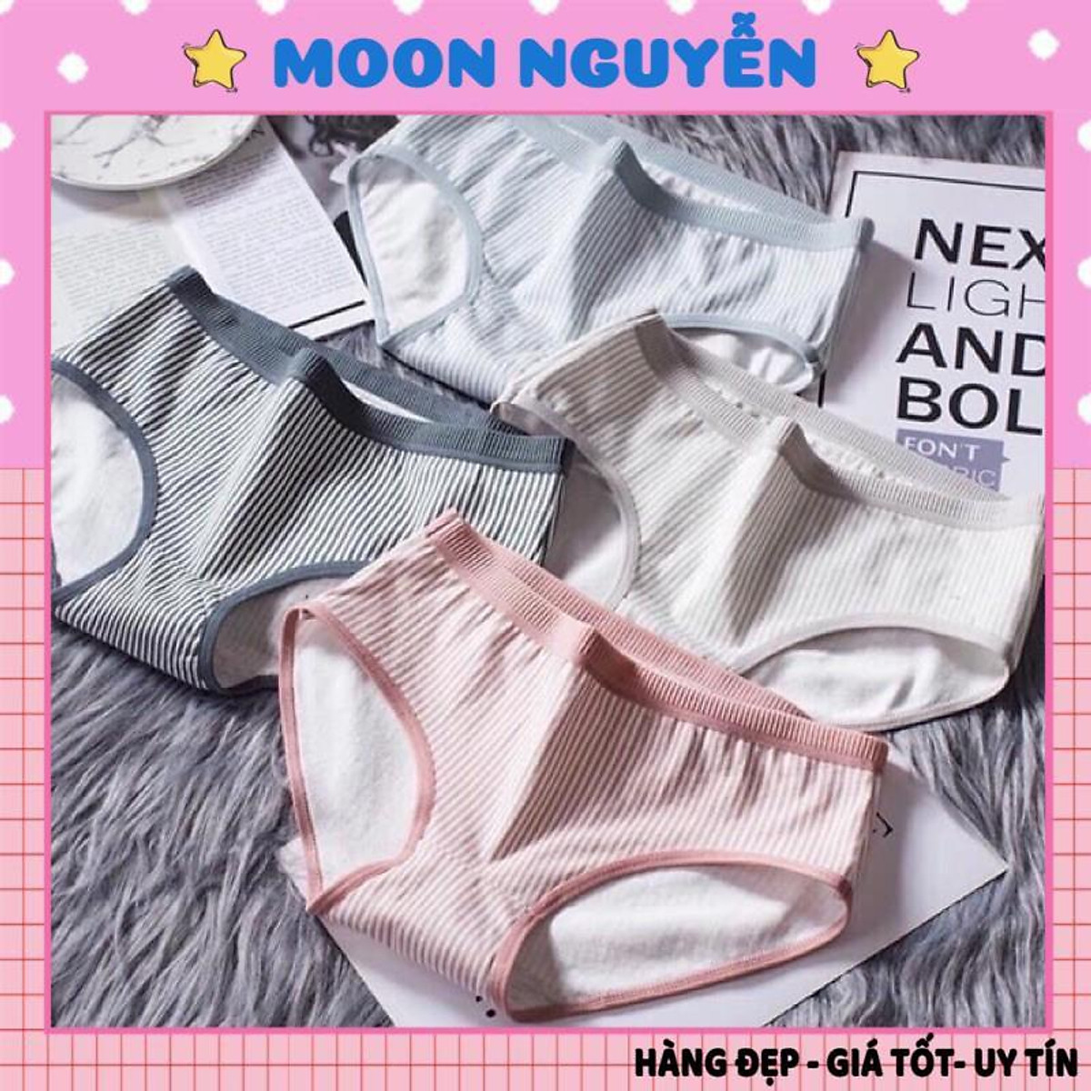 Quần Lót Nữ Cotton Kẻ Sọc Basic 031 Kháng Khuẩn