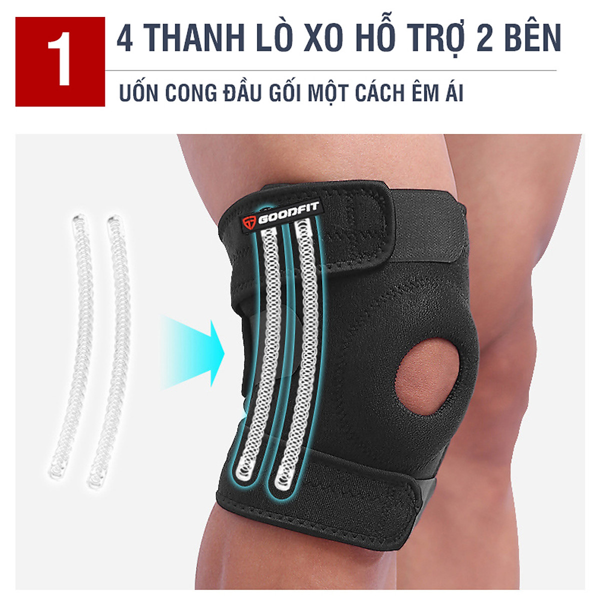 Bó gối quấn bảo vệ đầu gối GoodFit GF522K băng đầu gối thoáng khí để chơi thể thao, vận động