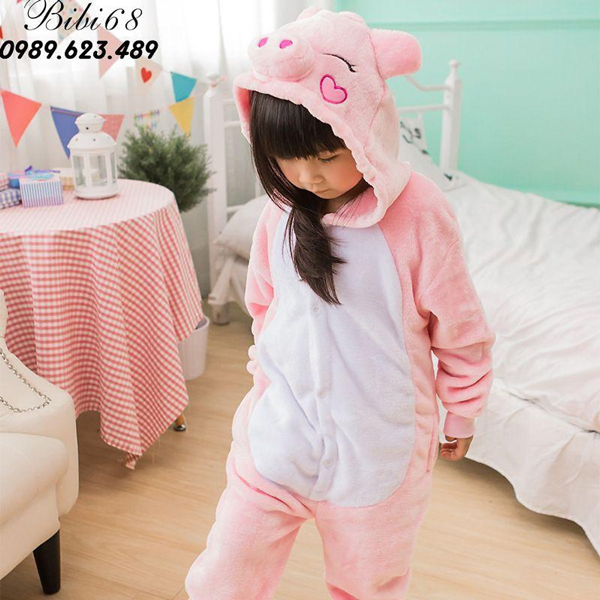 Bộ Đồ hình thú liền thân lông mịn Pijama dành Cho Người Lớn và Trẻ Em