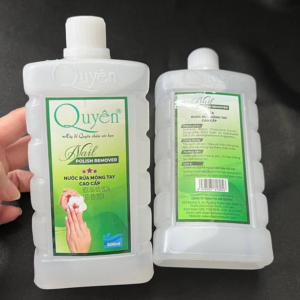 Nước Rửa Móng Axetol Quyên 500ml Chai Vuông Chữ Dập Nổi Cao Cấp Làm ...