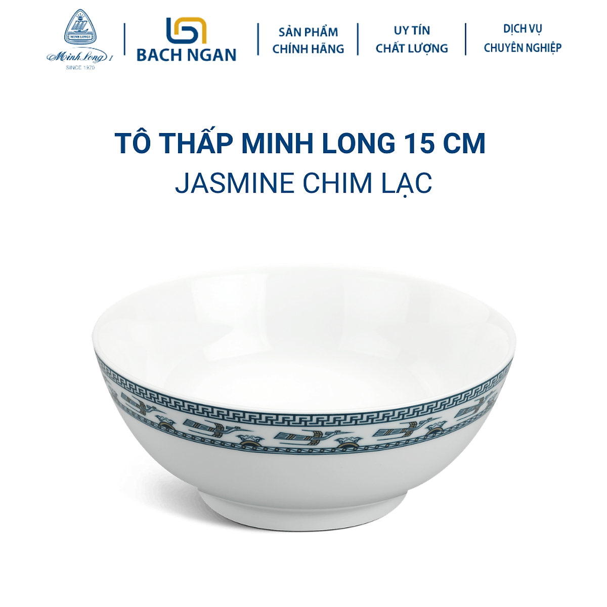 Tô thấp Minh Long 15 cm Jasmine Chim Lạc Bằng sứ, Hàng Đẹp, Cao ...