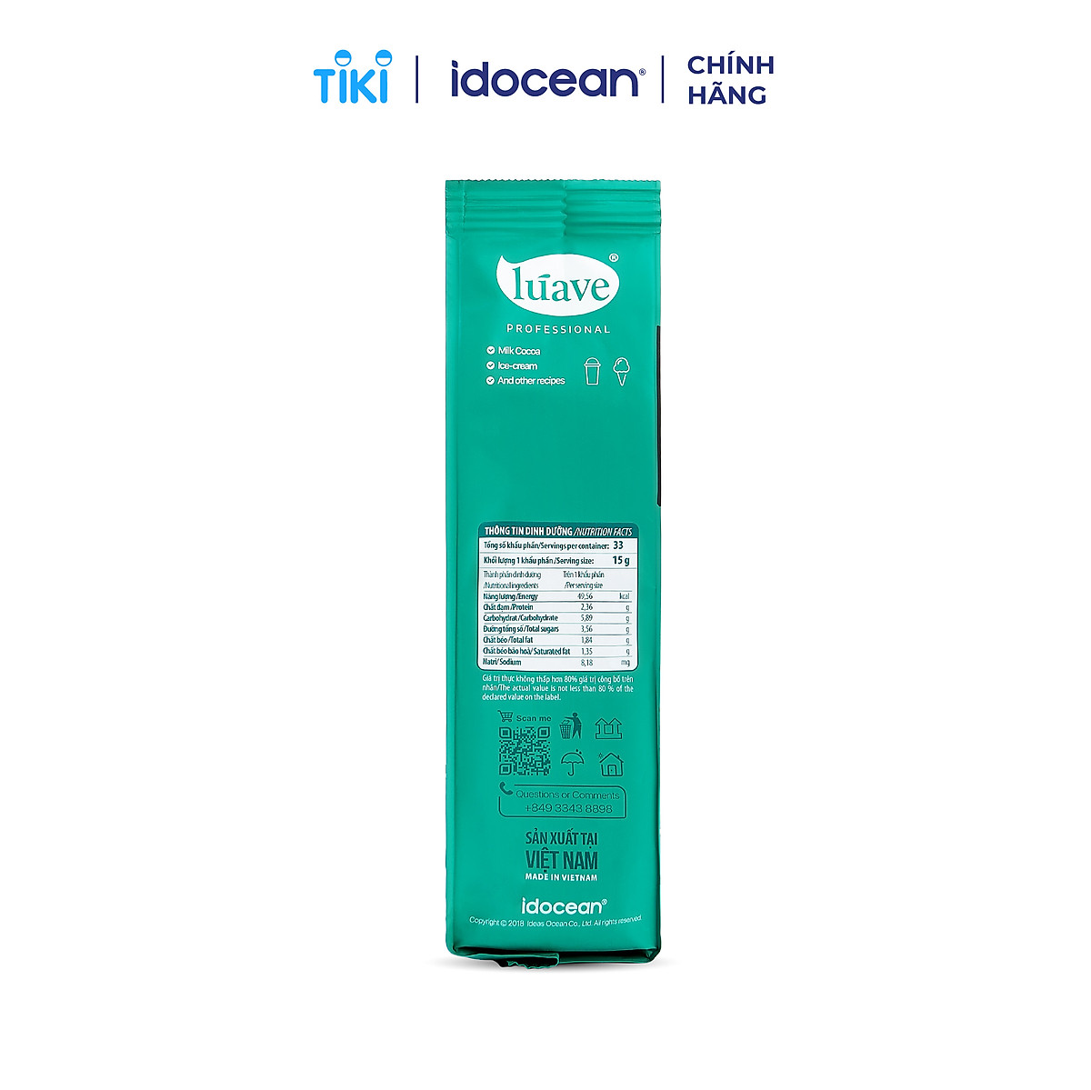 Bột Cacao LÚAVE 500g (Bột Ca cao hương vị đắng béo tự nhiên, đậm đà, có thể dùng pha chế nhiều thức uống, làm bánh, kem)