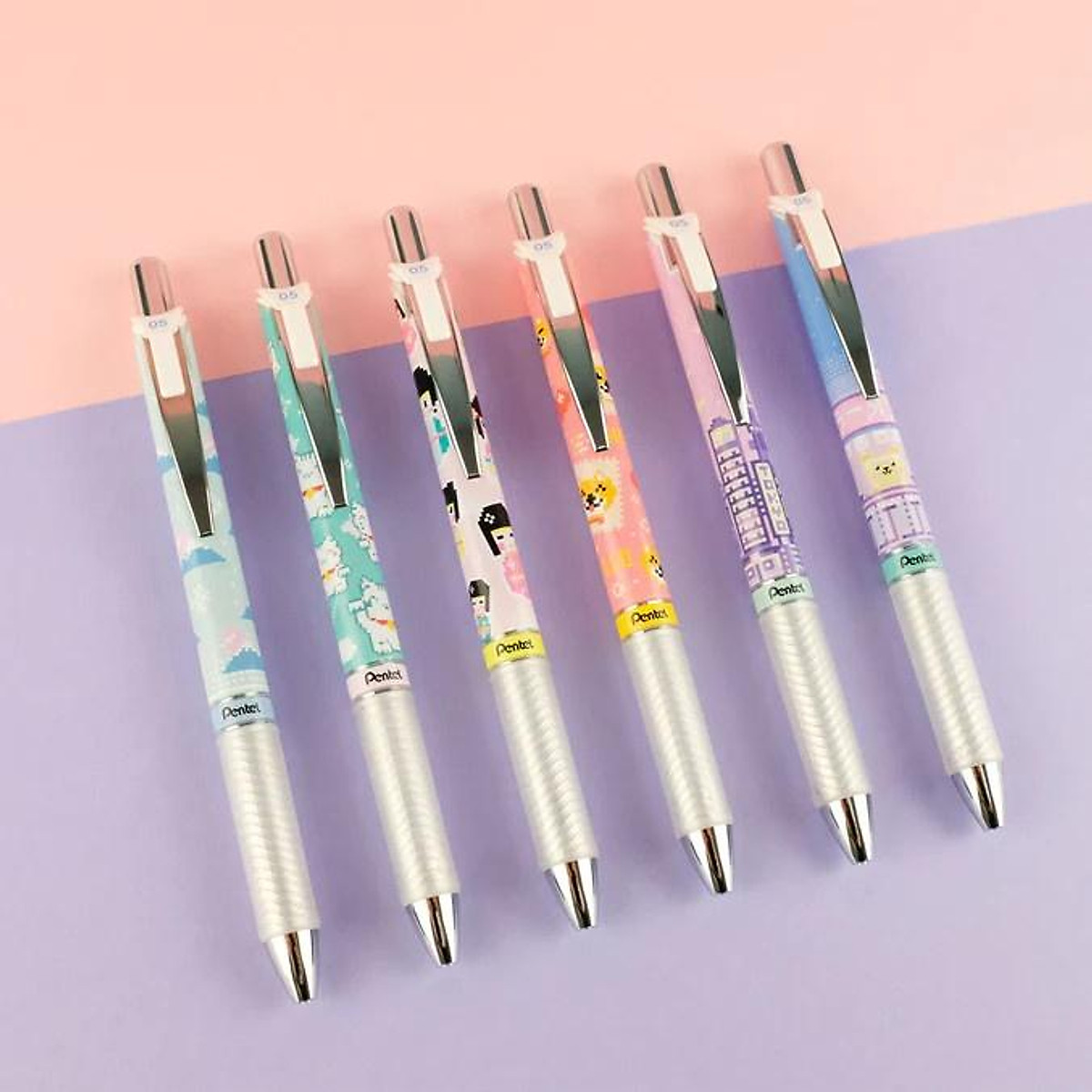 Bút Gel Pentel Kawaii+5 Pixel Art BLN75KW|Trơn Mượt Siêu Nhanh Khô |Phong Cách Nhật Bản(Mẫu Mới Nhất)