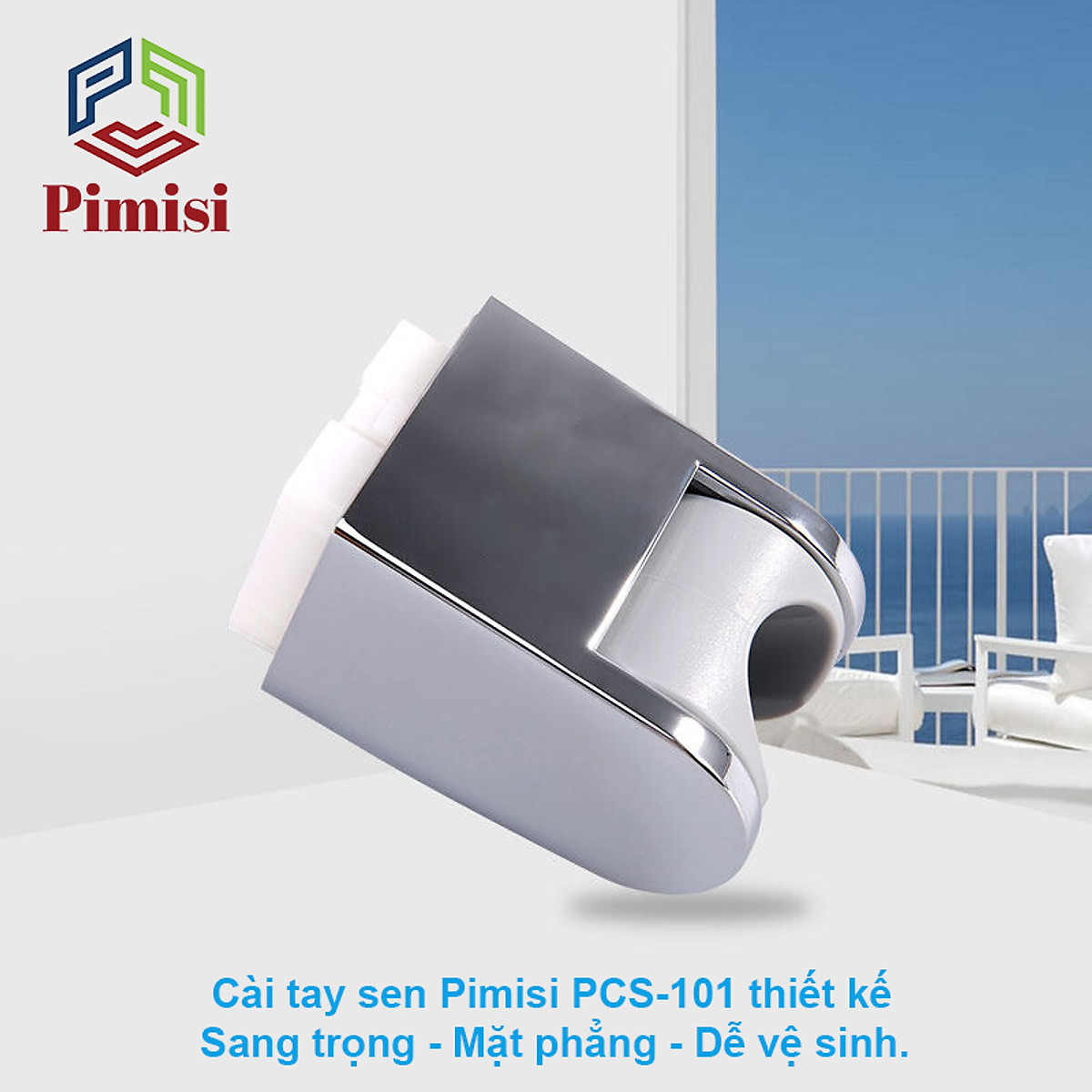 Giá Đỡ Vòi Sen Tắm Pimisi PCS-101 Điều Chỉnh Gập Hướng Tay Sen Cài Cho Vòi Hoa Sen Tắm Gắn Tường Mạ Màu Inox Sáng Bóng Dễ Vệ Sinh | Hàng Chính Hãng