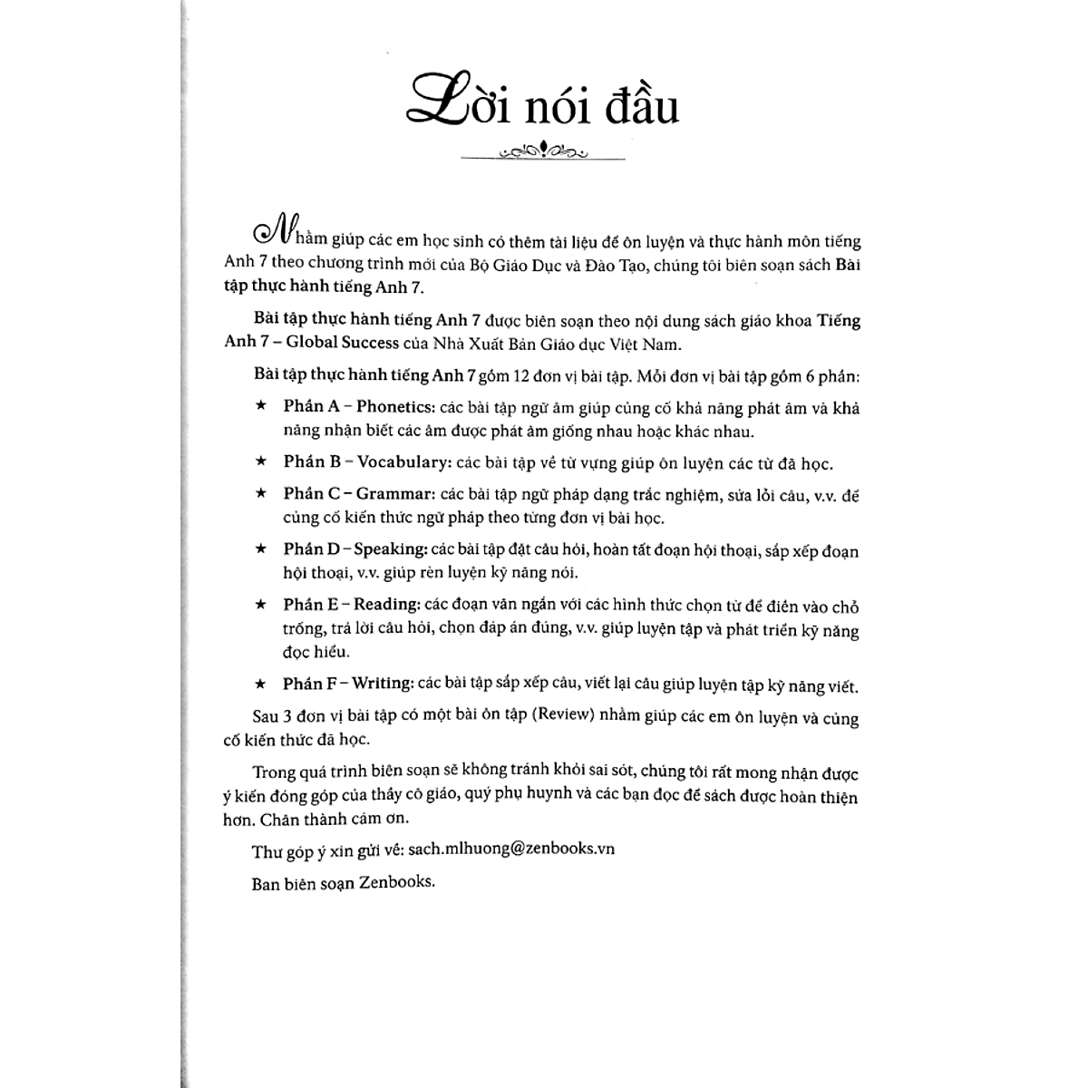 Bài Tập Thực Hành Tiếng Anh 7 (Có Đáp Án) - Dùng Kèm SGK Tiếng Anh 7 GLOBAL SUCCESS