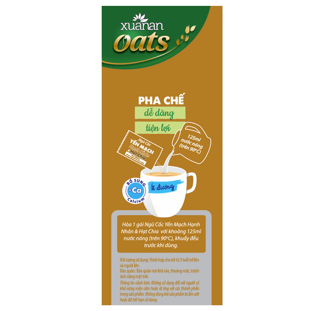 Ngũ Cốc Yến Mạch Hạnh Nhân Hạt Chia Xuân An [ít đường] Túi 400G {25g*16 gói}(Tặng Kèm 1 Túi Yến Mạch 150G)