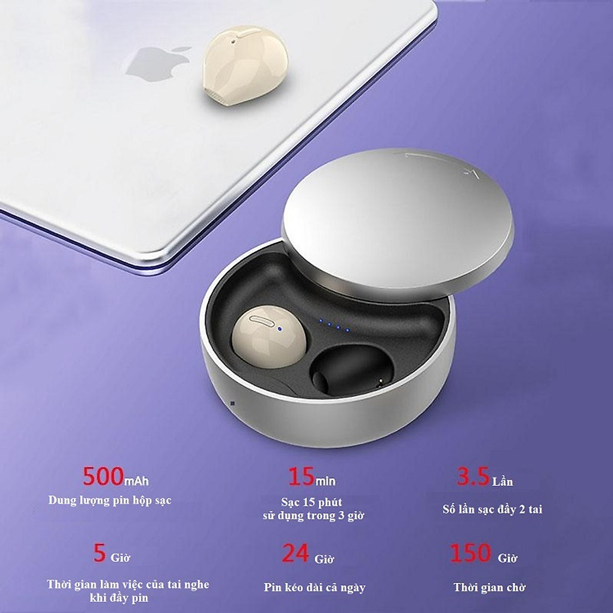 Tai Nghe Bluetooth Nhét Tai HQ -X21 Thiết kế nắp trượt tiện lợi, Âm Thanh HD - Hàng Chính Hãng