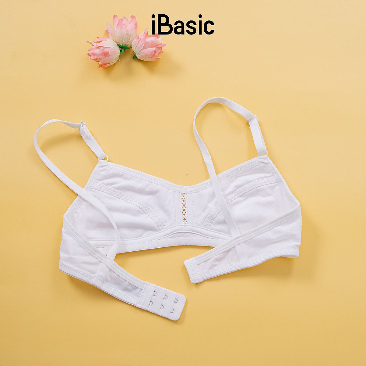 Áo ngực học sinh không gọng không mút lớp bông cotton cài sau iBasic VA107