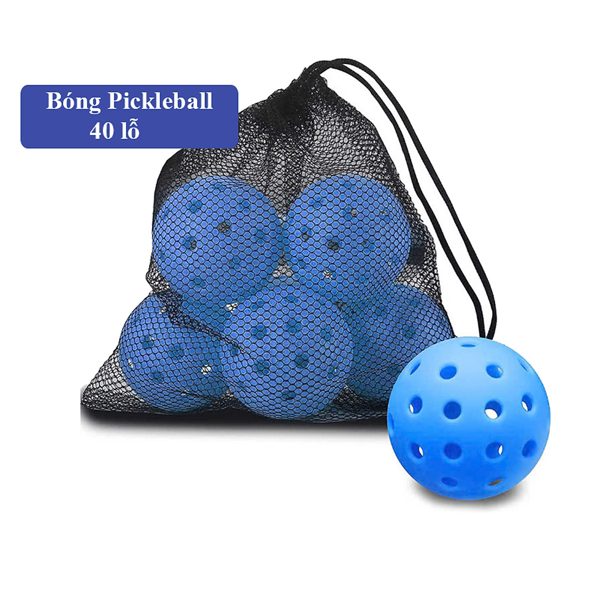 Bóng Pickleball (6 Bóng) 40 Lỗ Siêu Bền Dùng Luyện Tập Ngoài Trời Hàng Loại 1 Đại Nam Sport