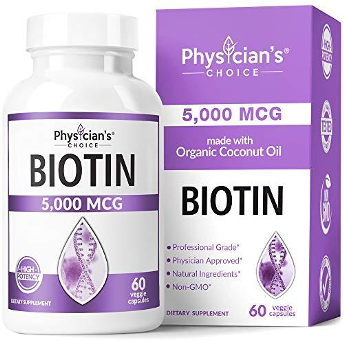 Mua Biotin 5000 MCG - with 100% Organic Coconut Oil from (Patented) goMCT - Biotin  Supplement for Hair Growth, Nail & Skin Health - Non-GMO & Vegan Hair,  Skin, and Nail Vitamins - 60 Capsules