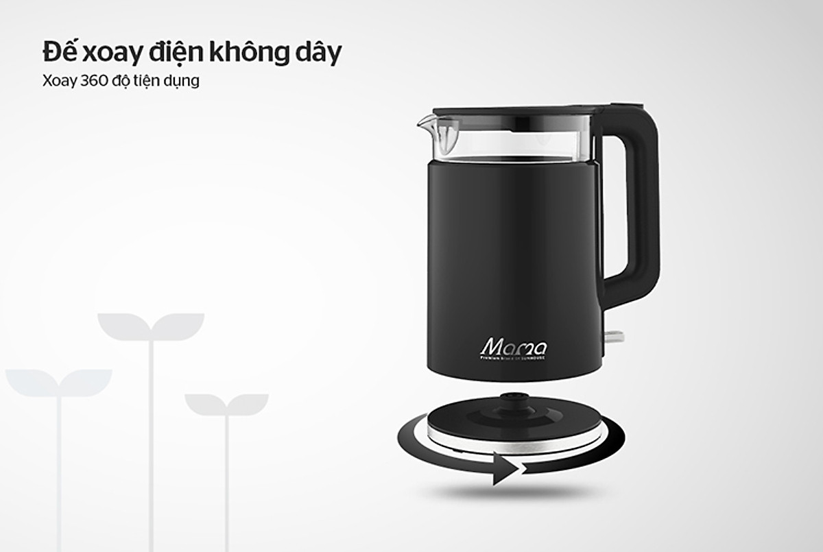Ấm Siêu Tốc Thủy Tinh Sunhouse SHD1330 (1.7 Lít) - Hàng Chính Hãng