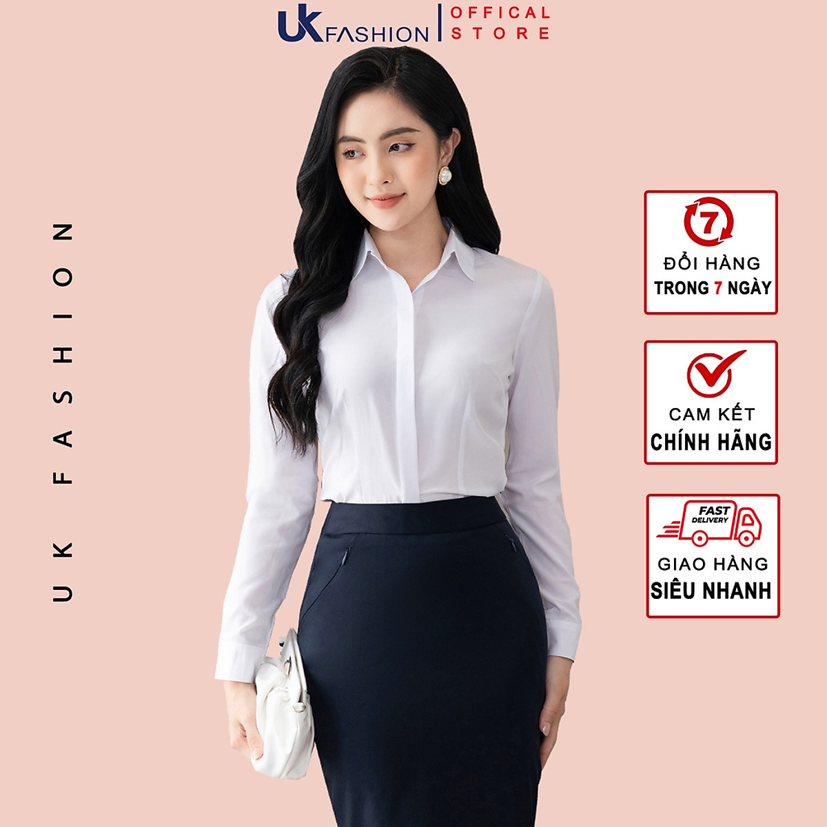 Mua Áo Sơ Mi Nữ Công Sở Tay Dài Dáng Đẹp Thời Trang Basic Uk Fashion Chất  Liệu Vải Hàn, Thoáng Mát Nksm2010011 - Trắng - S Tại Uk Fashion Official