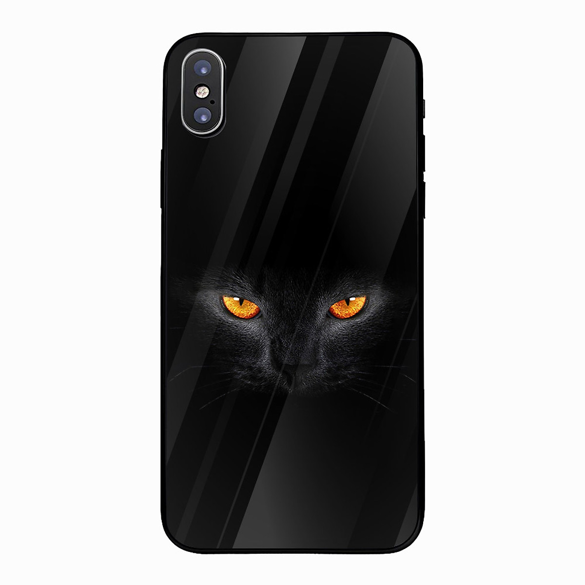 Ốp kính cường lực cho điện thoại iPhone X - Mắt mèo đen MS ADATU011