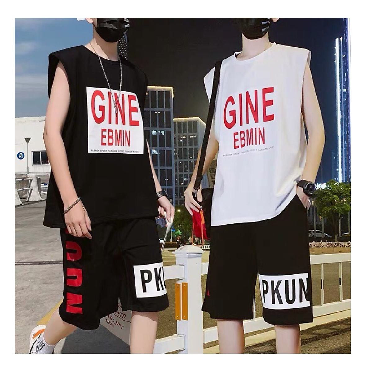 Đồ bộ nam ba lỗ GINE EBMIN chất vải cao cấp, Bộ Áo Thun Cotton Sát