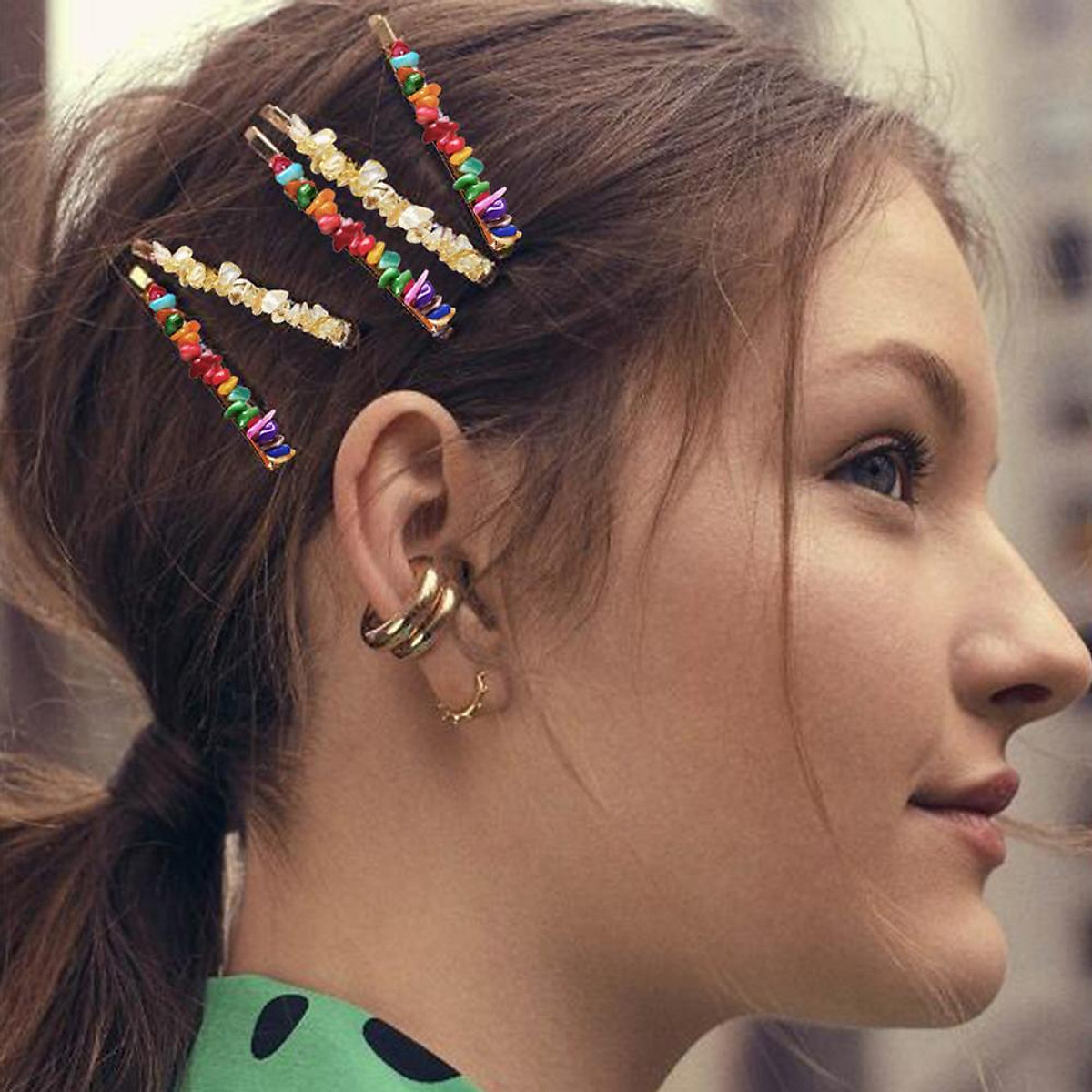 Mua Women Girls Hair Clips Simple Candy Color Natural Stone Hair Accessories Mua Women Girls Hair Clips Simple Candy Color Natural Stone Hair Accessories