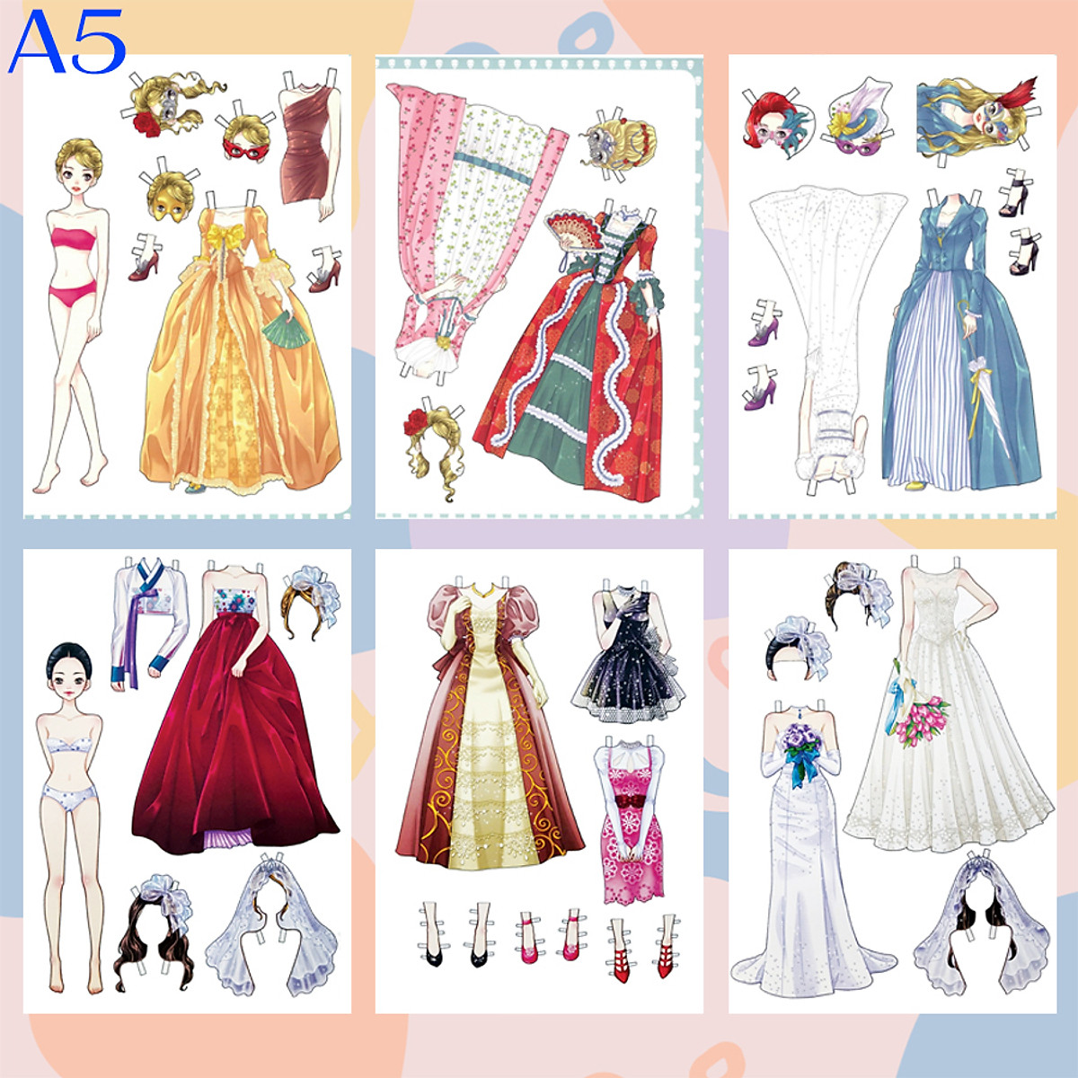 Mua Combo 6 búp bê giấy (paper doll) thay đồ thời trang đồ chơi ...