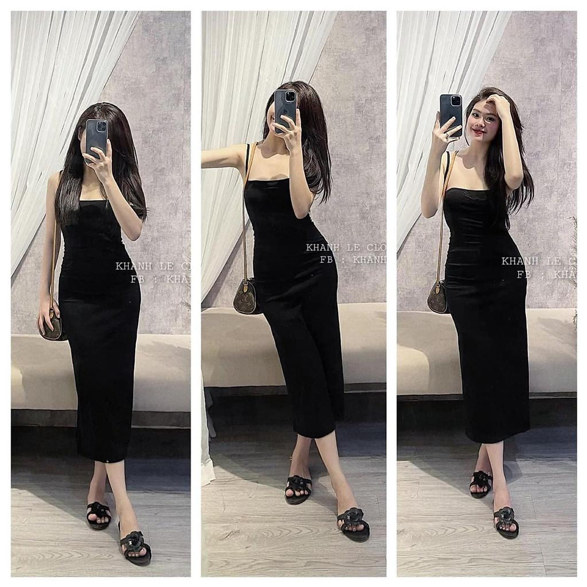 Váy zip 2 dây maxi body dáng dài mới